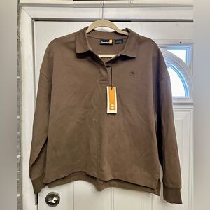 NWT Timberland Woman’s Lush Polo Sweatshirt, Chocolate Chip